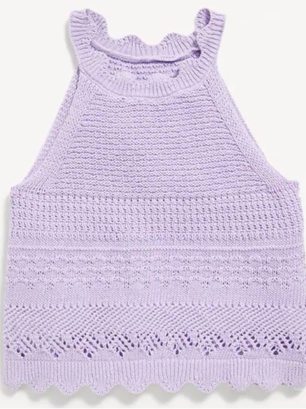 Old Navy Light Lavender Crochet Knit Halter Top girls size small (6)